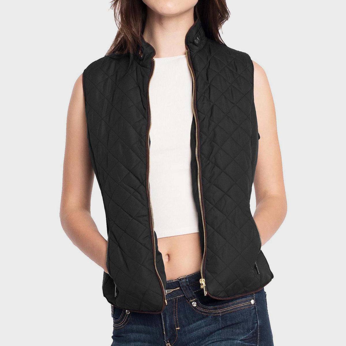 Women’s Vest in women vest_women puffer vest_sweater vest women_sweat vest for women_ladies vests_women's dressy vests_women fashion vest_Black - Hat and Beyond blank apparel