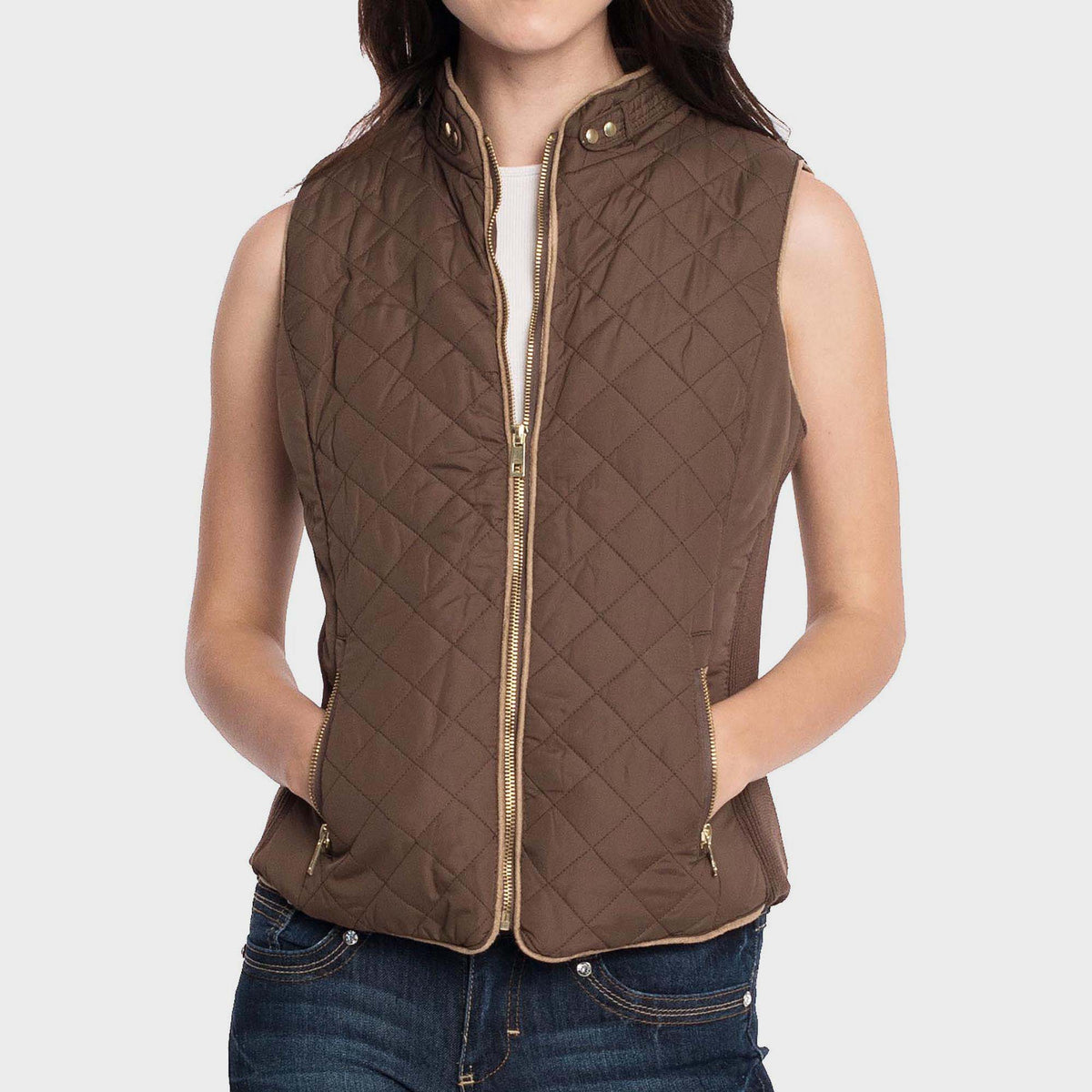 Women’s Vest in women vest_women puffer vest_sweater vest women_sweat vest for women_ladies vests_women's dressy vests_women fashion vest_Brown - Hat and Beyond blank apparel