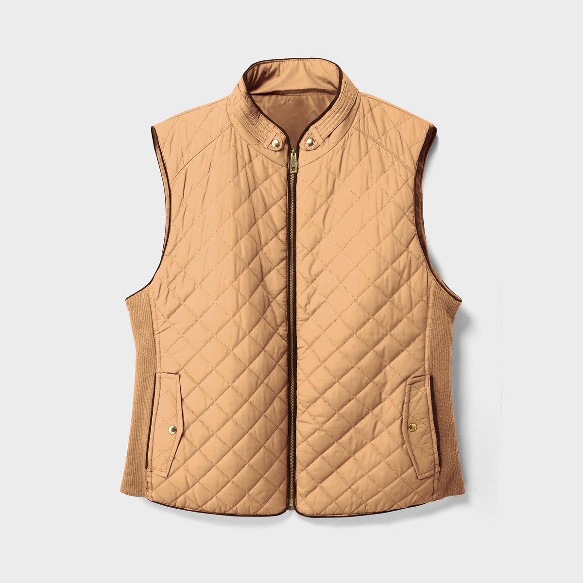 Women’s Vest in women vest_women puffer vest_sweater vest women_sweat vest for women_ladies vests_women's dressy vests_women fashion vest_Khaki - Hat and Beyond blank apparel