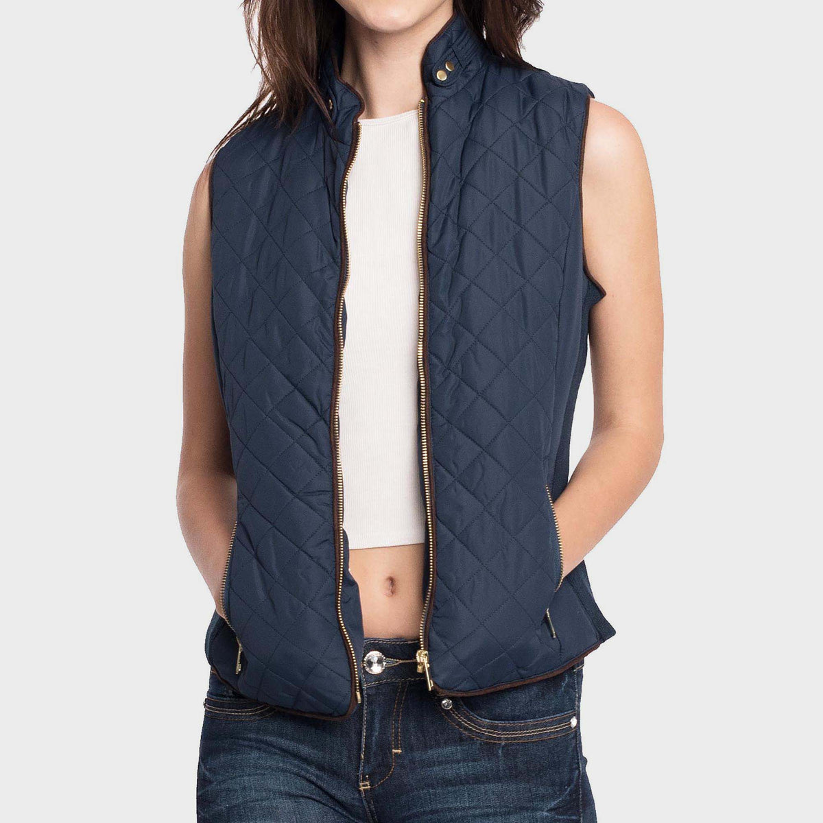 Women’s Vest in women vest_women puffer vest_sweater vest women_sweat vest for women_ladies vests_women's dressy vests_women fashion vest_Navy - Hat and Beyond blank apparel