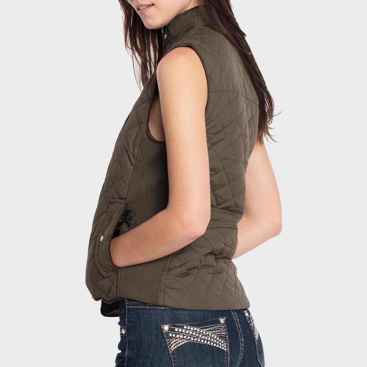 Women’s Vest in women vest_women puffer vest_sweater vest women_sweat vest for women_ladies vests_women's dressy vests_women fashion vest_Olive - Hat and Beyond blank apparel