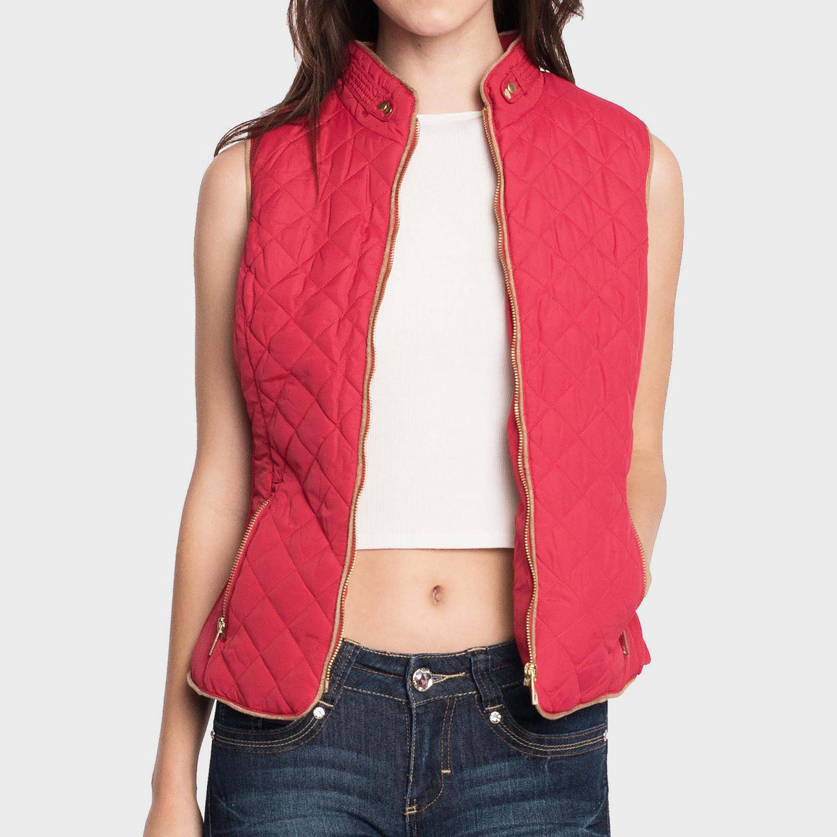 Women’s Vest in women vest_women puffer vest_sweater vest women_sweat vest for women_ladies vests_women's dressy vests_women fashion vest_Red - Hat and Beyond blank apparel