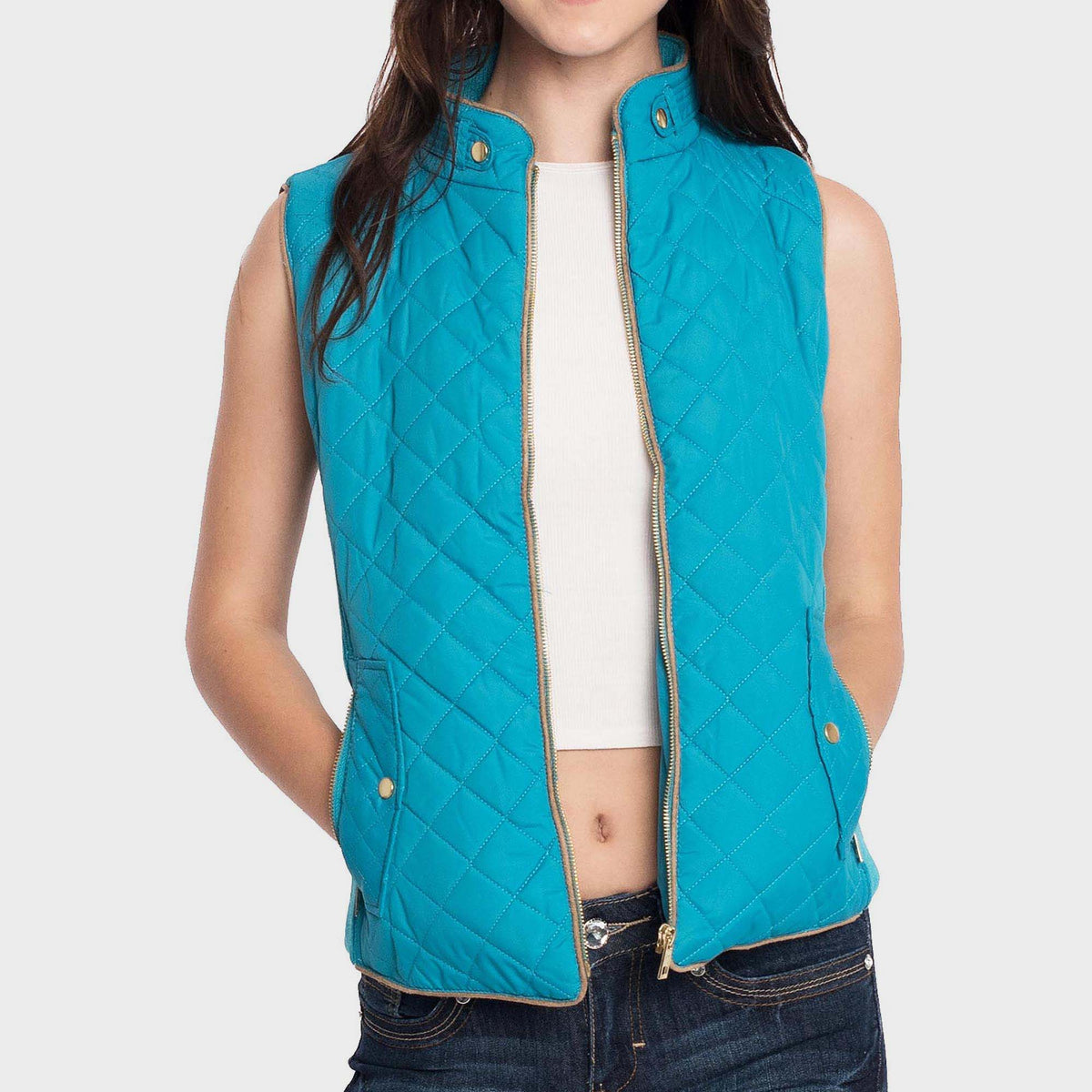 Women’s Vest in women vest_women puffer vest_sweater vest women_sweat vest for women_ladies vests_women's dressy vests_women fashion vest_Turquoise - Hat and Beyond blank apparel