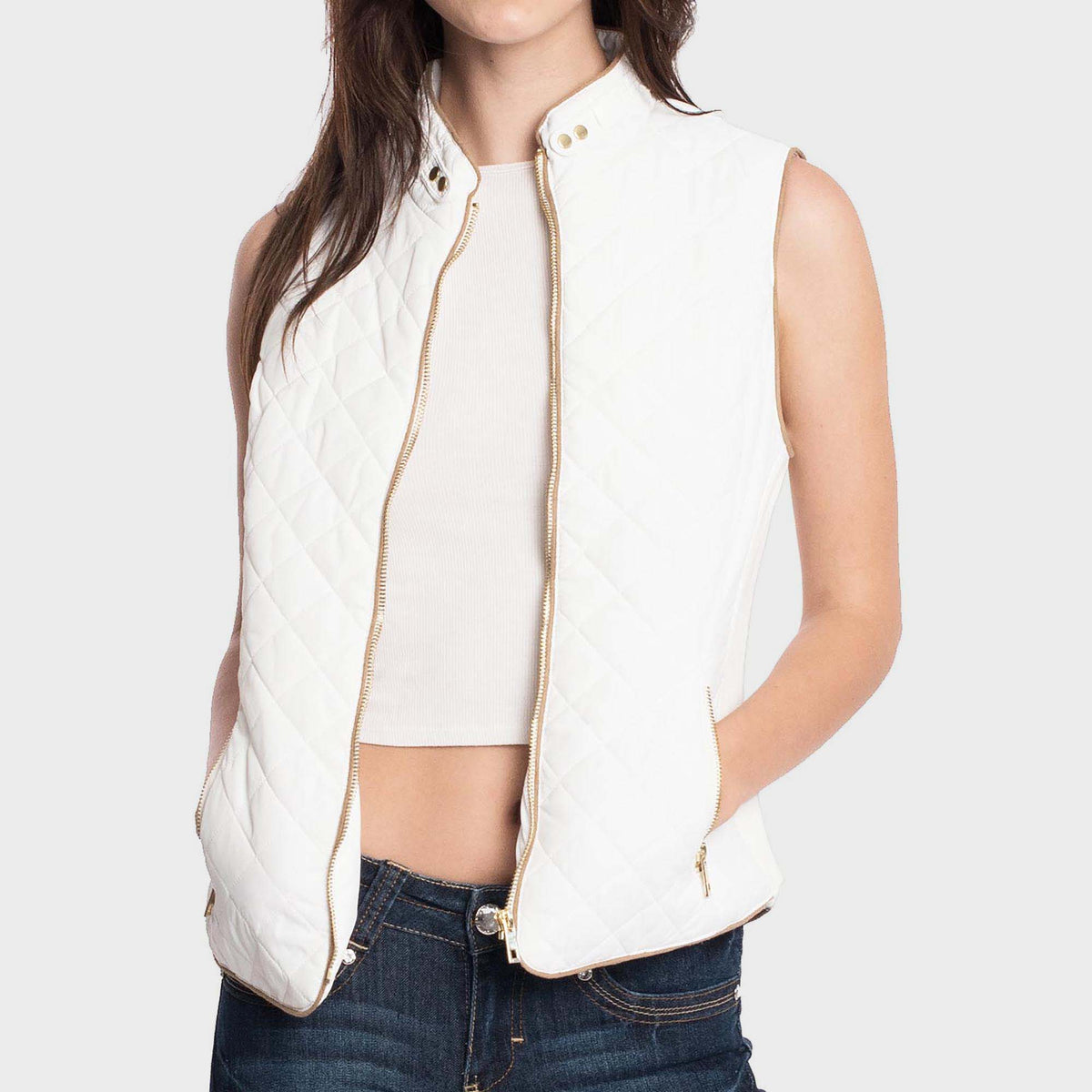 Women’s Vest in women vest_women puffer vest_sweater vest women_sweat vest for women_ladies vests_women's dressy vests_women fashion vest_White - Hat and Beyond blank apparel