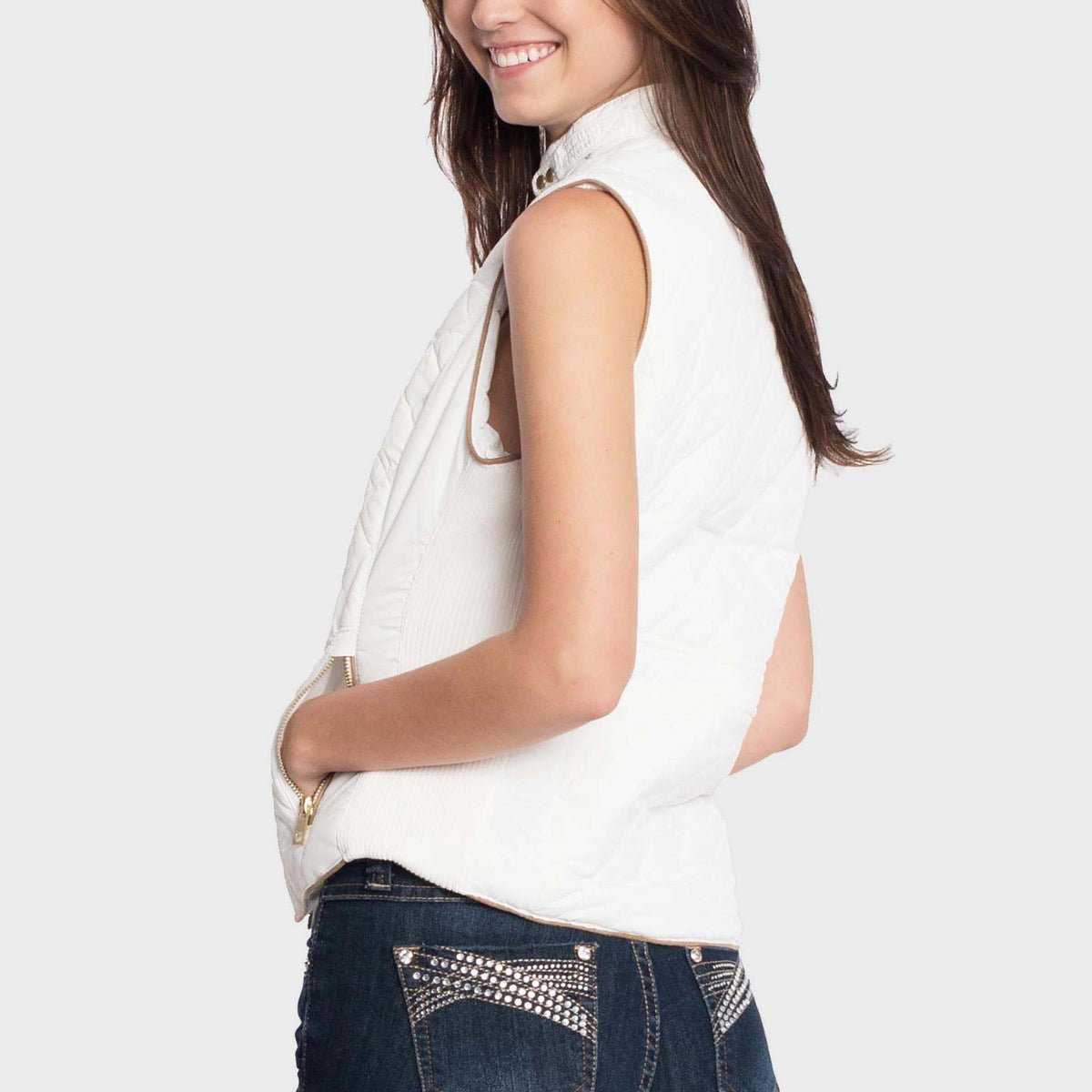 Women’s Vest in women vest_women puffer vest_sweater vest women_sweat vest for women_ladies vests_women's dressy vests_women fashion vest_White - Hat and Beyond blank apparel
