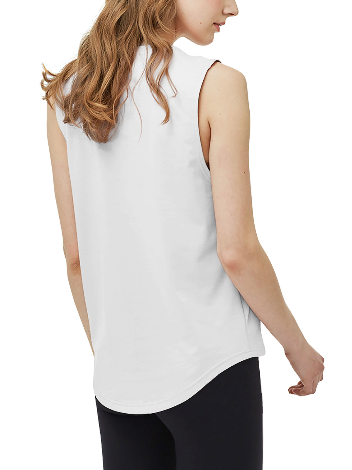 Women’s Premium Cotton Modal Tank Top Round Bottom in White - Hat and Beyond tank top