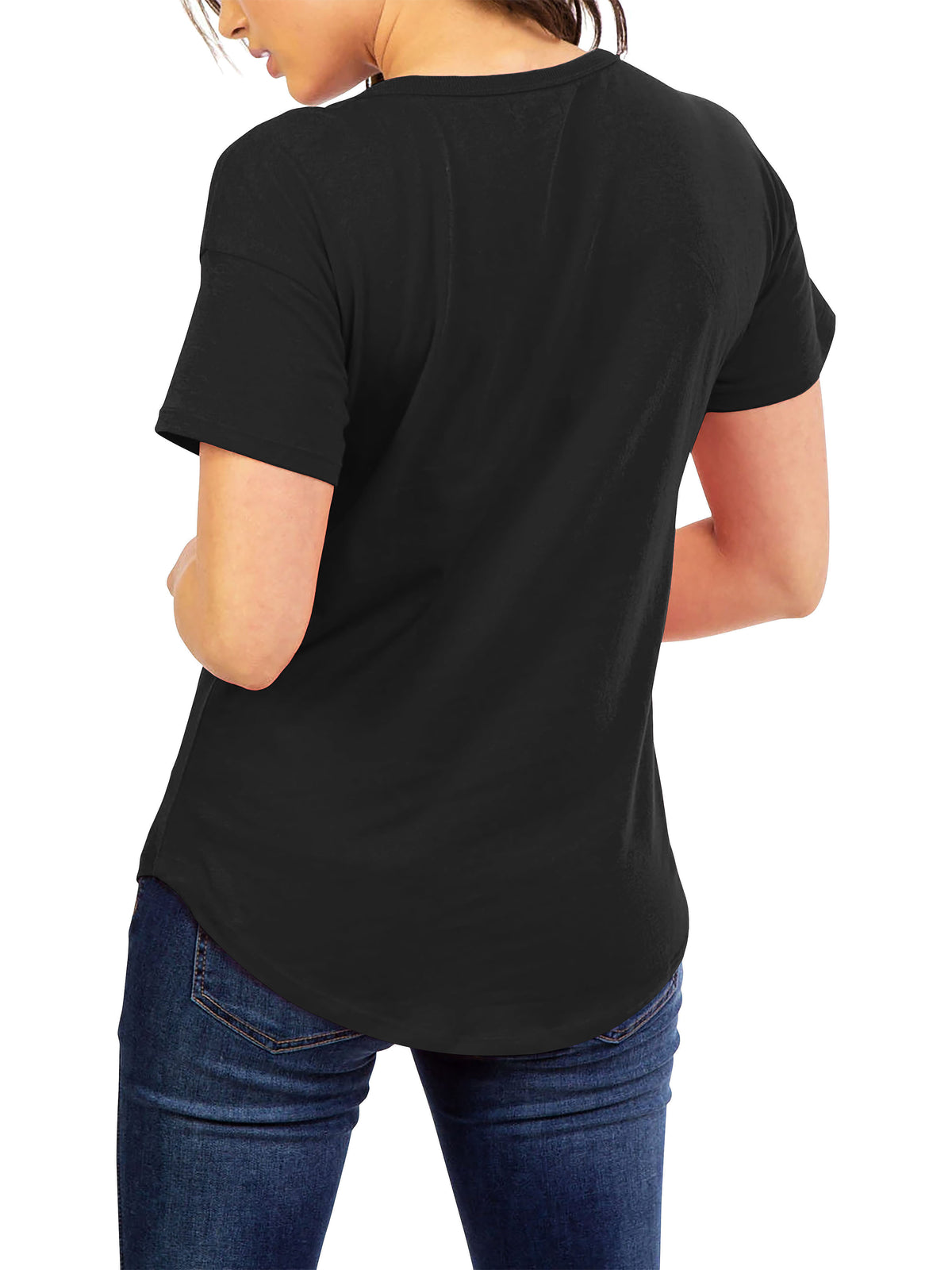 Women’s Scoop Neck Longline Tee Round Bottom T Short Sleeve Modal Shirts in Anthracite - Hat and Beyond blank tee
