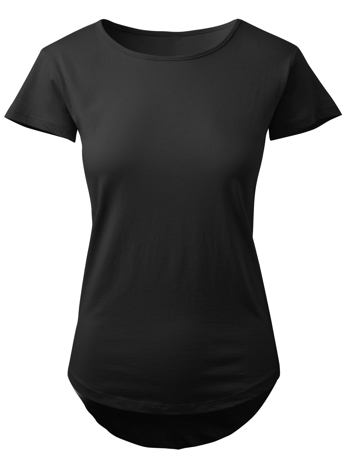 Women’s Scoop Neck Longline Tee Round Bottom T Short Sleeve Modal Shirts in Anthracite - Hat and Beyond blank tee