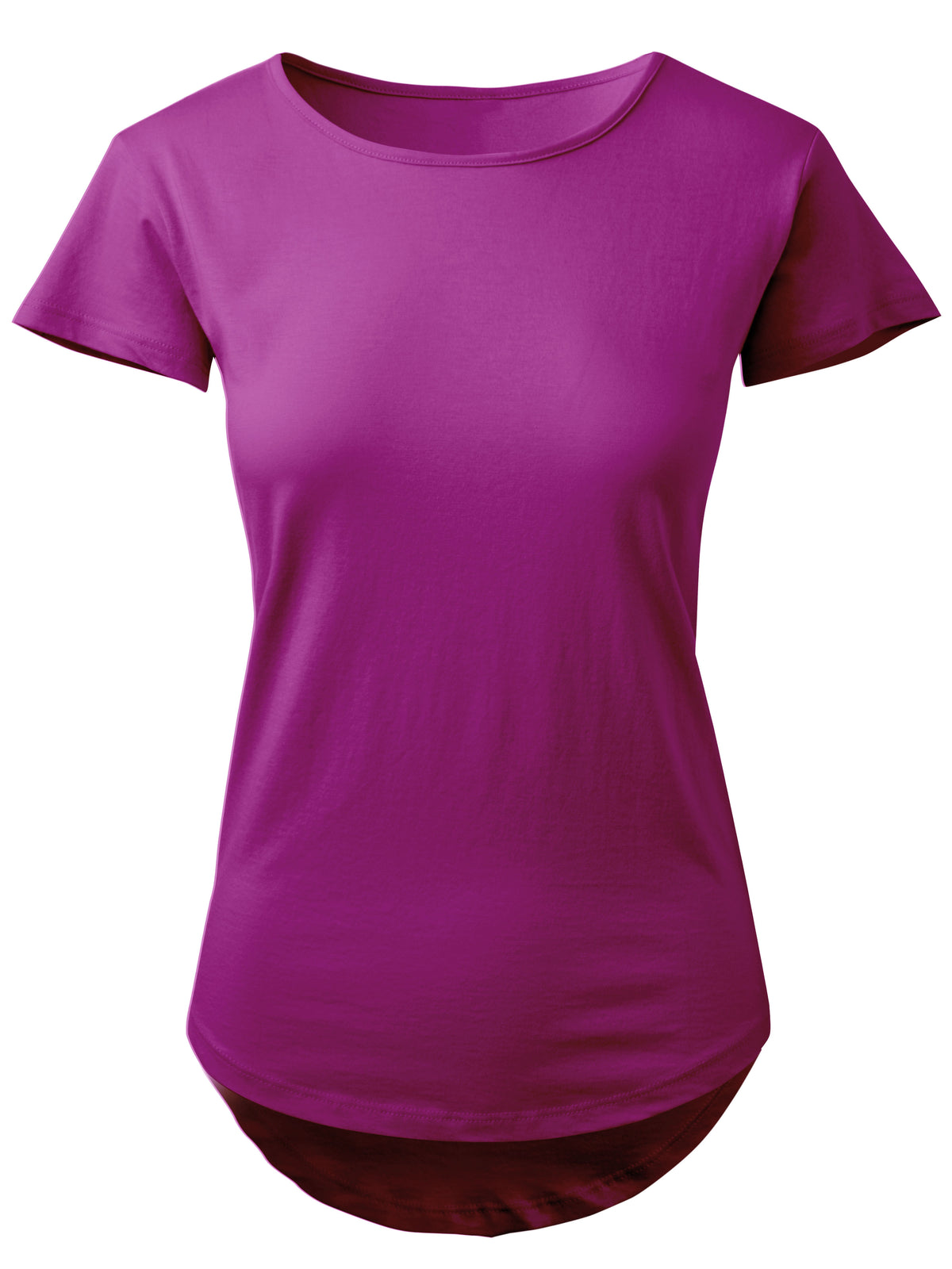 Women’s Scoop Neck Longline Tee Round Bottom T Short Sleeve Modal Shirts in Boysenberry - Hat and Beyond blank tee