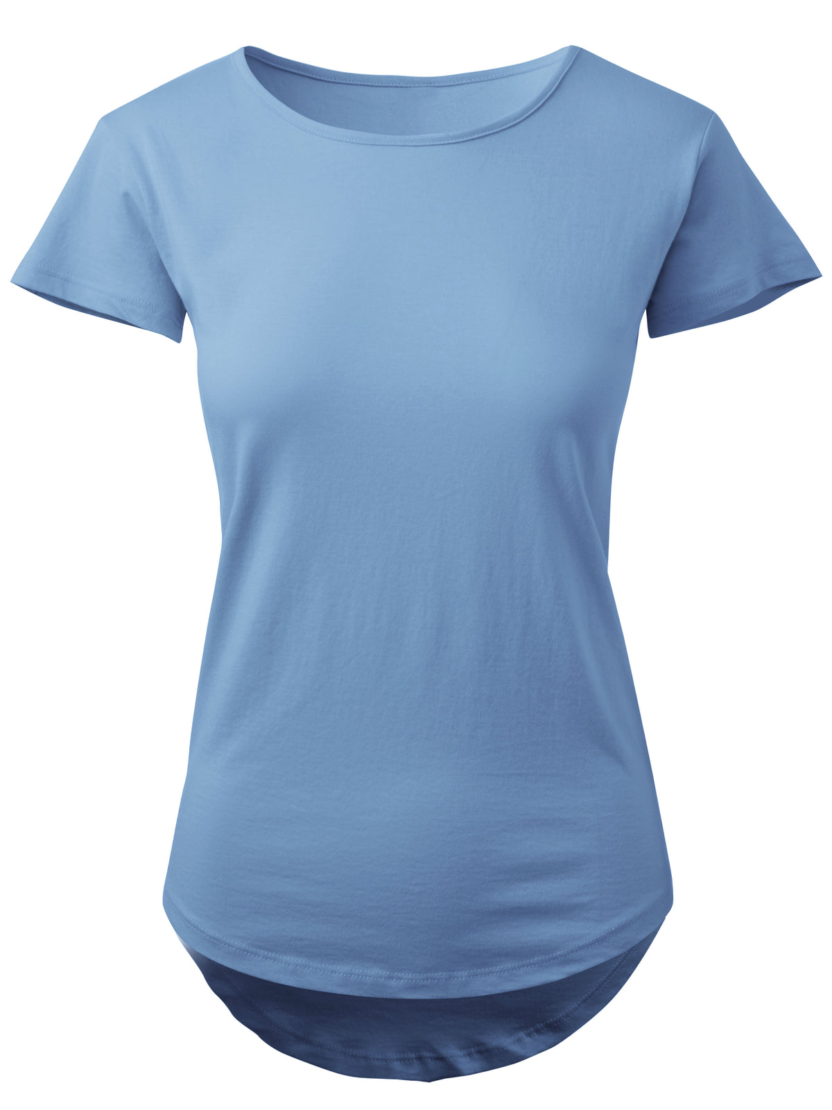 Women’s Scoop Neck Longline Tee Round Bottom T Short Sleeve Modal Shirts in Riviera - Hat and Beyond blank tee