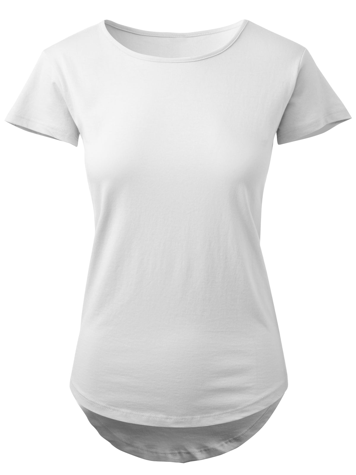 Women’s Scoop Neck Longline Tee Round Bottom T Short Sleeve Modal Shirts in White - Hat and Beyond blank tee