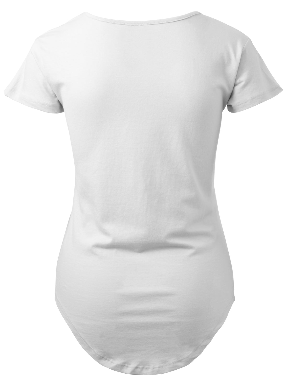 Women’s Scoop Neck Longline Tee Round Bottom T Short Sleeve Modal Shirts in White - Hat and Beyond blank tee