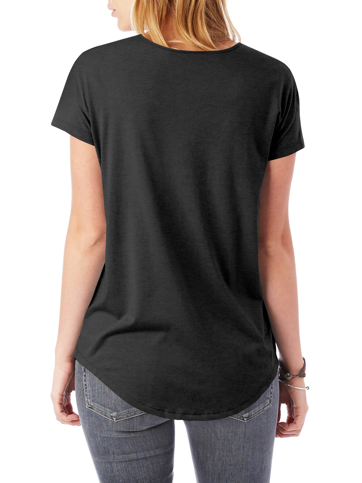 Women’s Lightweight Hipster Round Bottom Short Sleeve Tunic T Shirt in Charcoal Heather - Hat and Beyond blank tee