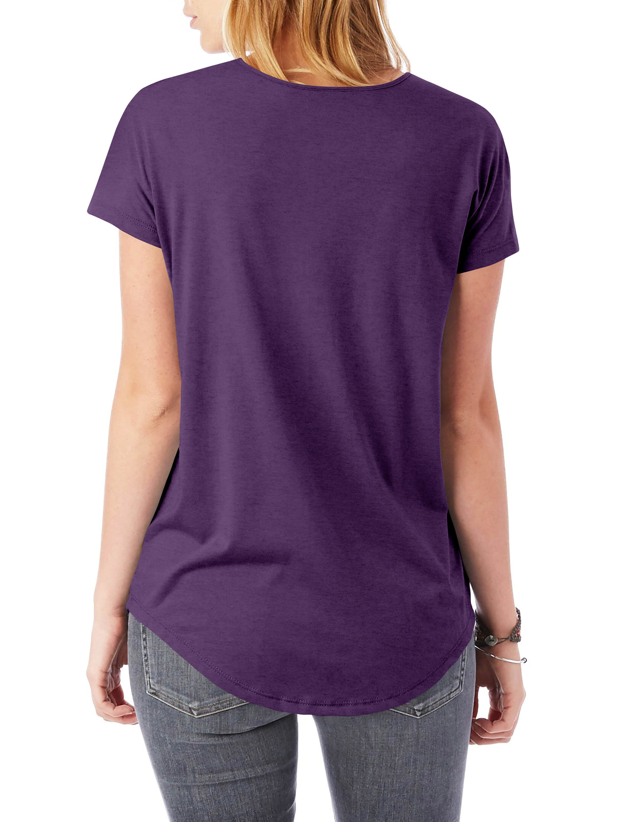 Women’s Lightweight Hipster Round Bottom Short Sleeve Tunic T Shirt in Fig Purple Heather - Hat and Beyond blank tee