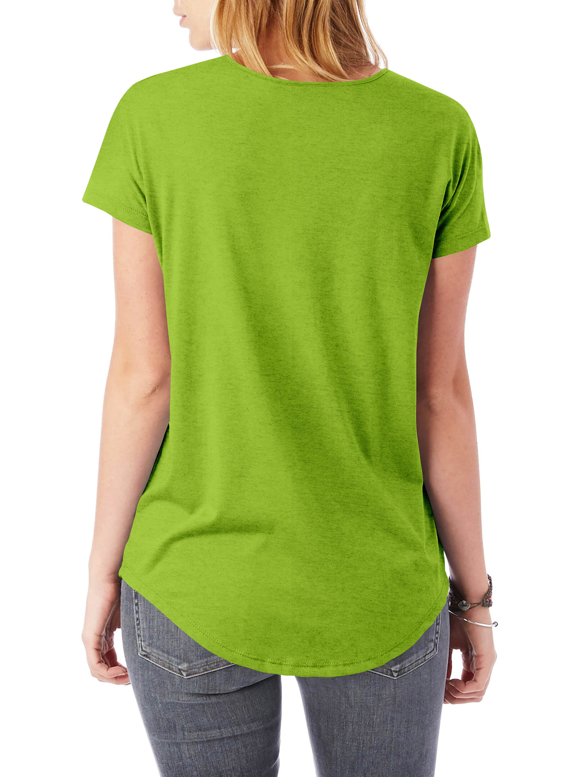 Women’s Lightweight Hipster Round Bottom Short Sleeve Tunic T Shirt in Matcha Green - Hat and Beyond blank tee