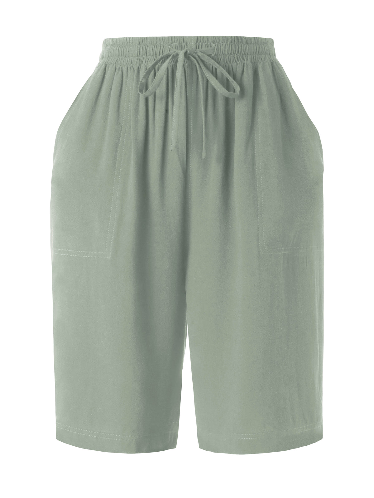 Women’s Beach Cover Long City Shorts [Slightly Sheer] in Olive - Hat and Beyond casual shorts