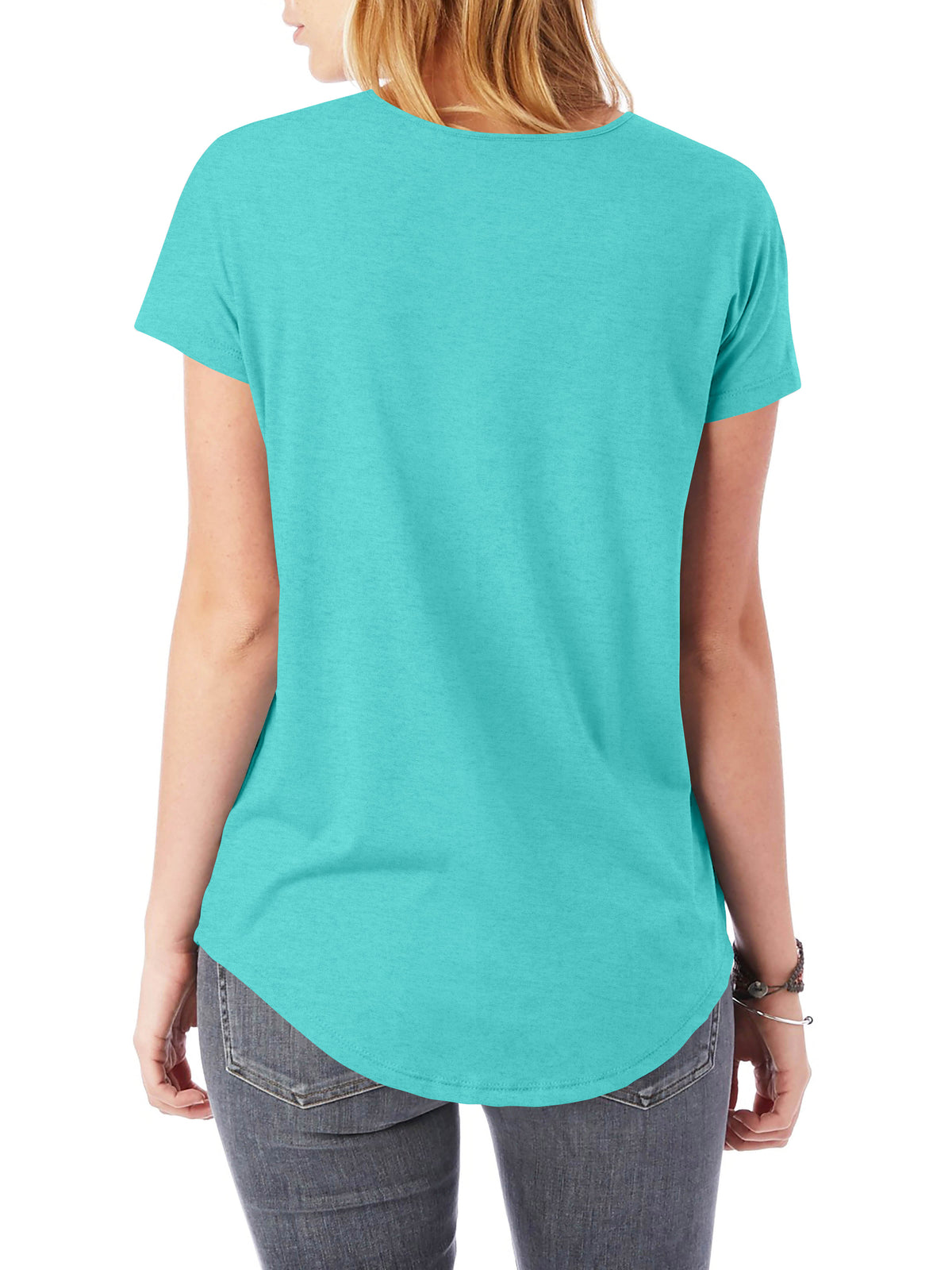 Women’s Lightweight Hipster Round Bottom Short Sleeve Tunic T Shirt in Mint - Hat and Beyond blank tee