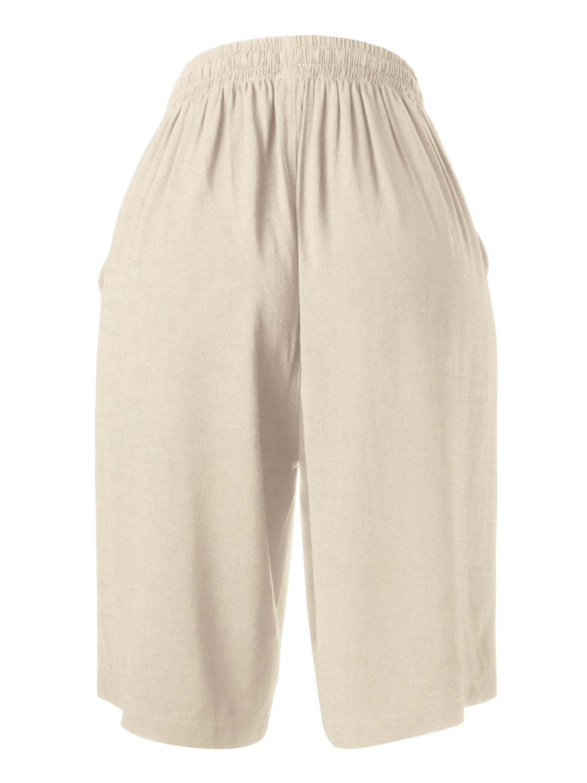 Women’s Beach Cover Long City Shorts [Slightly Sheer] in Natural Linen - Hat and Beyond casual shorts