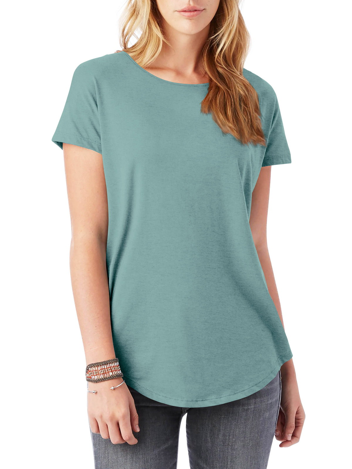 Women’s Lightweight Hipster Round Bottom Short Sleeve Tunic T Shirt in Seafoam - Hat and Beyond blank tee