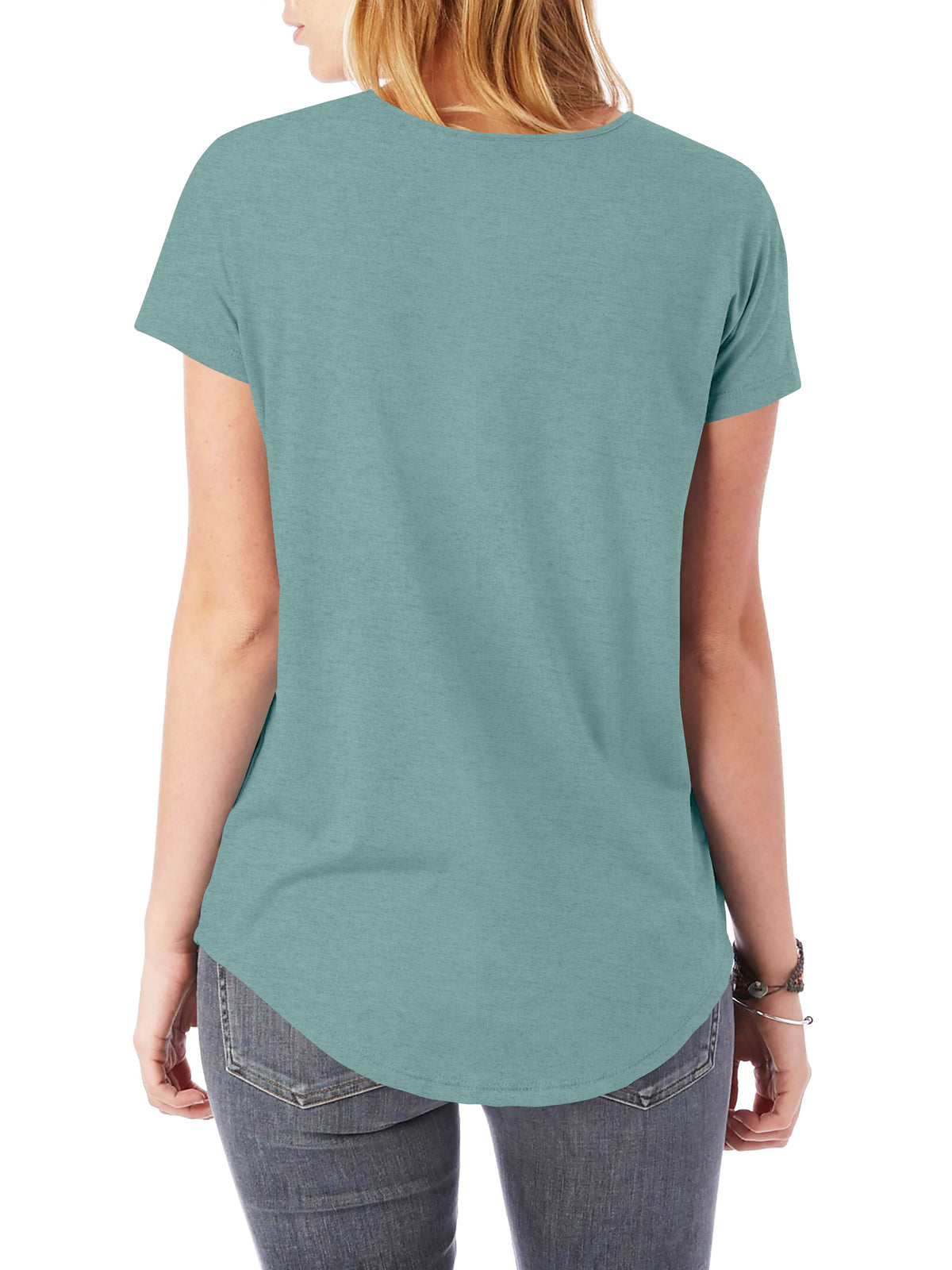 Women’s Lightweight Hipster Round Bottom Short Sleeve Tunic T Shirt in Seafoam - Hat and Beyond blank tee