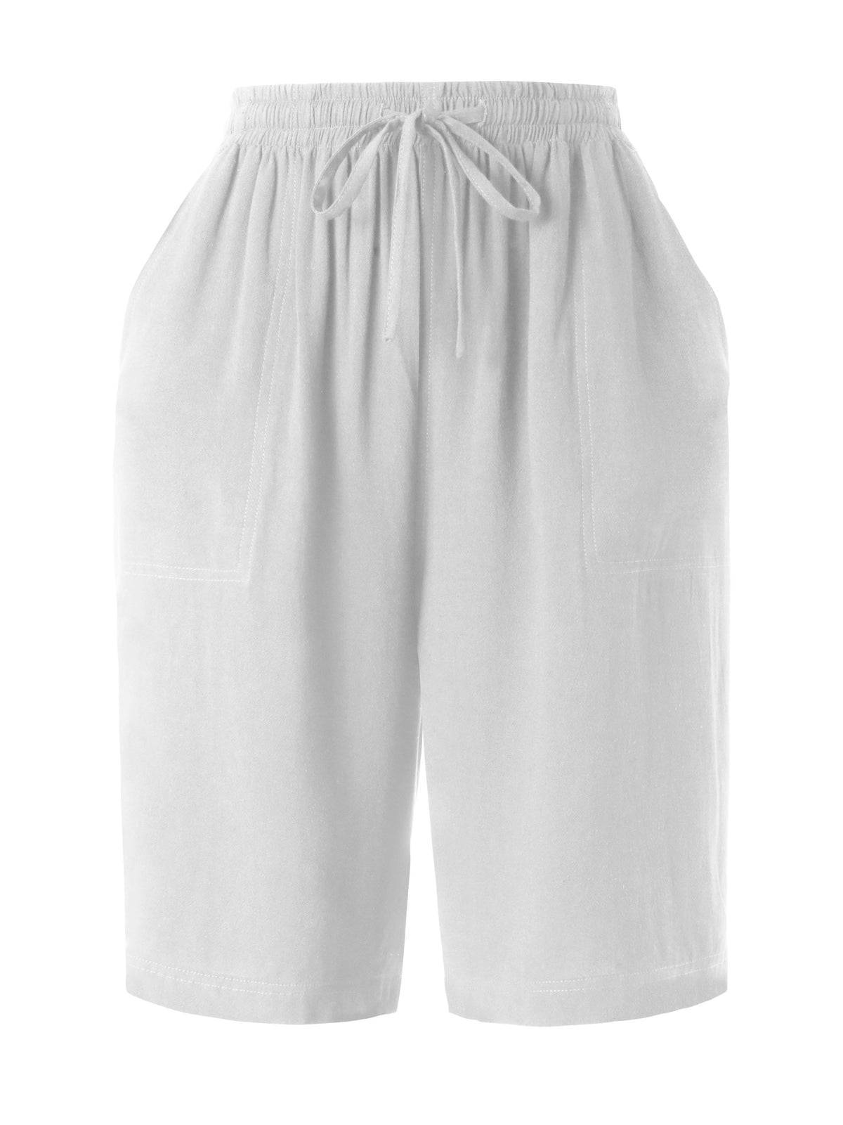 Women’s Beach Cover Long City Shorts [Slightly Sheer] in White - Hat and Beyond casual shorts