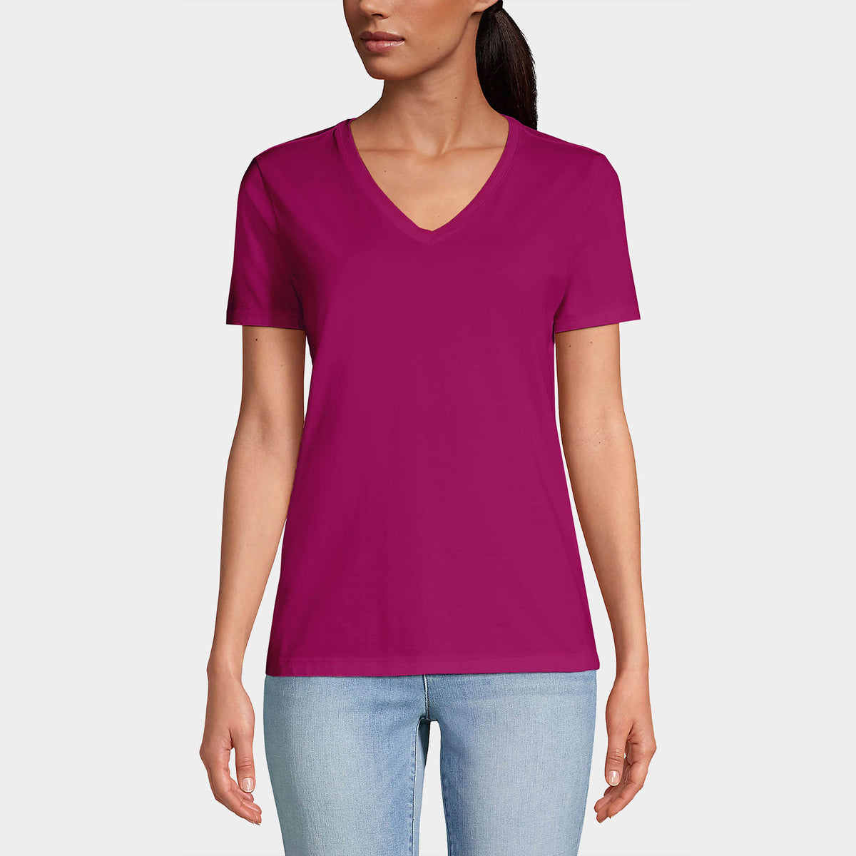 Women’s V-Neck T-Shirts in women v neck_cotton_summer_tshirt_custom_supreme_printing_design_quality_stylish_premium vneck_soft_high_workout_yoga_pilates_women_girls_girl_blend_poly