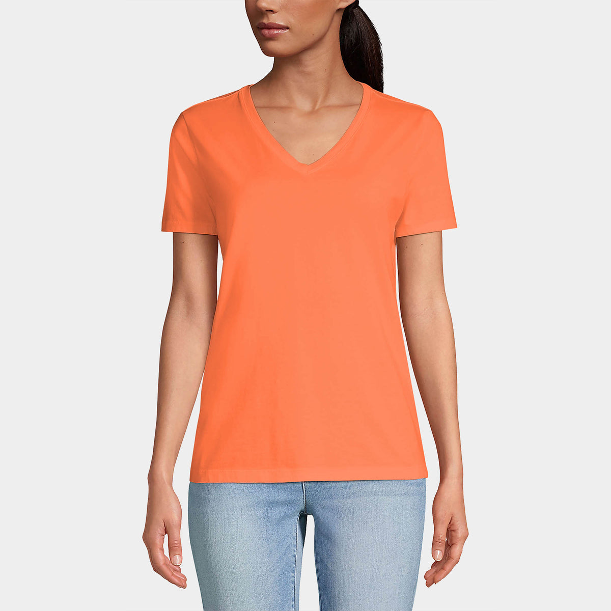 Women’s V-Neck T-Shirts in women v neck_cotton_summer_tshirt_custom_supreme_printing_design_quality_stylish_premium vneck_soft_high_workout_yoga_pilates_women_girls_girl_blend_poly
