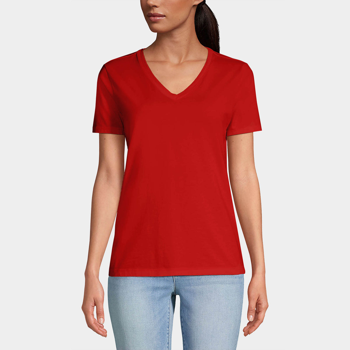 Women’s V-Neck T-Shirts in women v neck_cotton_summer_tshirt_custom_supreme_printing_design_quality_stylish_premium vneck_soft_high_workout_yoga_pilates_women_girls_girl_blend_poly
