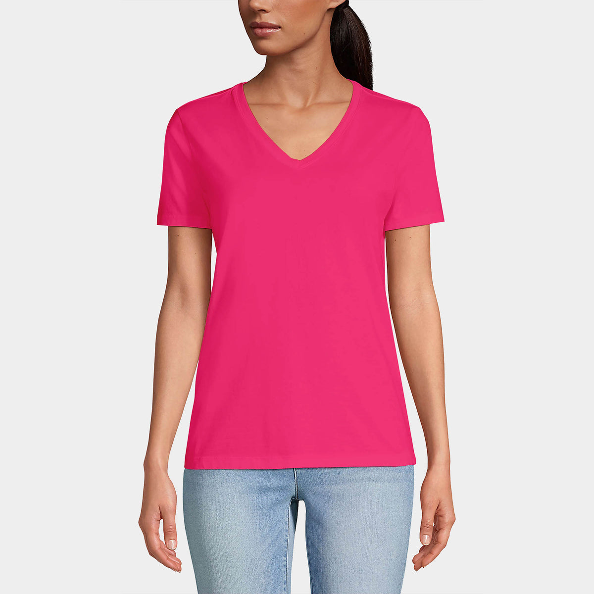 Women’s V-Neck T-Shirts in women v neck_cotton_summer_tshirt_custom_supreme_printing_design_quality_stylish_premium vneck_soft_high_workout_yoga_pilates_women_girls_girl_blend_poly