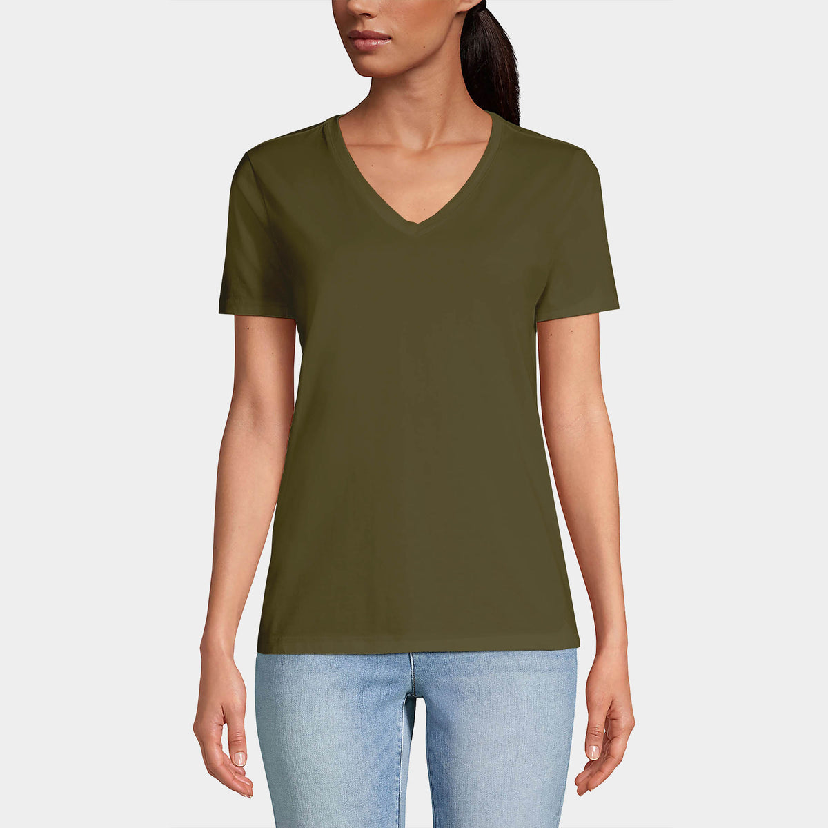 Women’s V-Neck T-Shirts in women v neck_cotton_summer_tshirt_custom_supreme_printing_design_quality_stylish_premium vneck_soft_high_workout_yoga_pilates_women_girls_girl_blend_poly