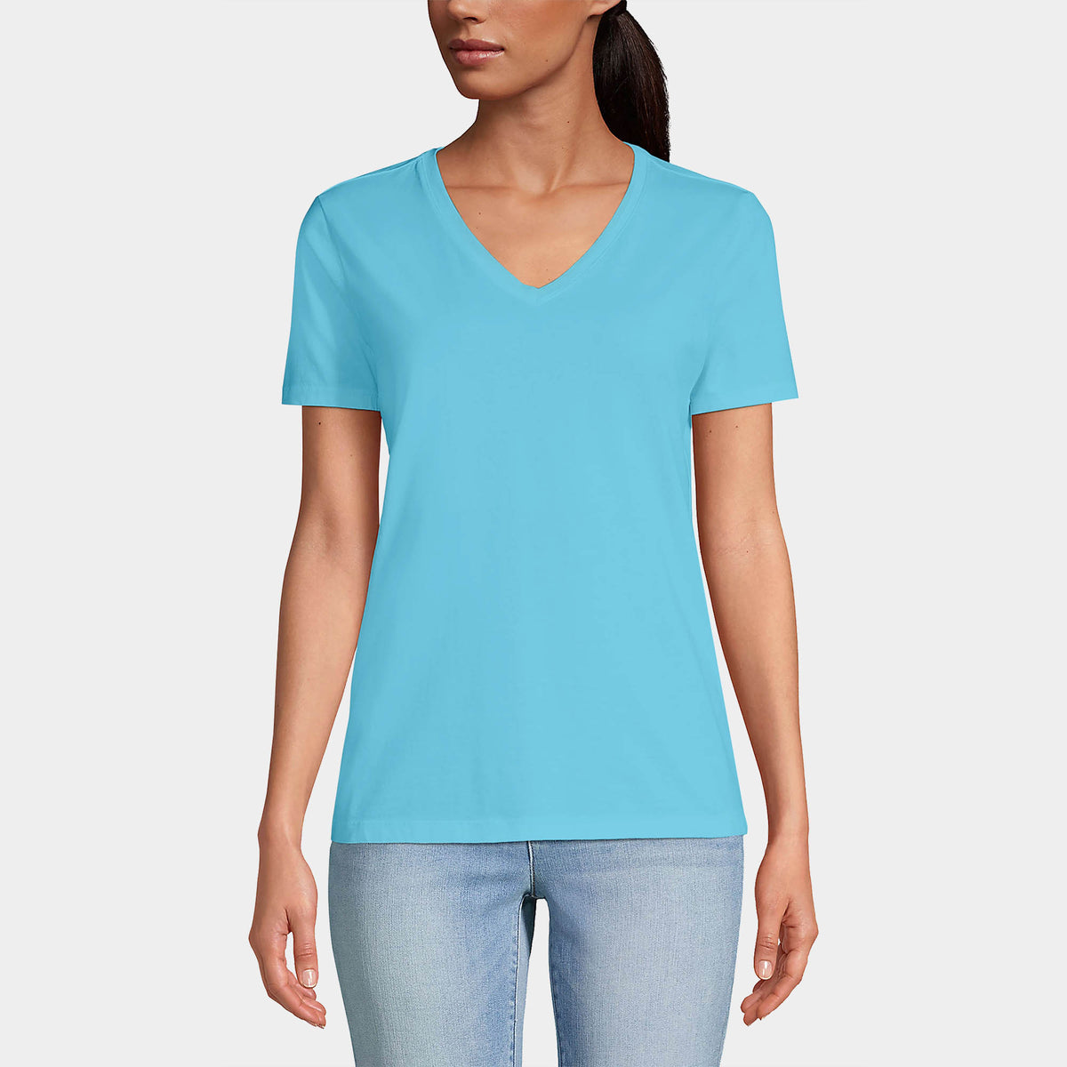 Women’s V-Neck T-Shirts in women v neck_cotton_summer_tshirt_custom_supreme_printing_design_quality_stylish_premium vneck_soft_high_workout_yoga_pilates_women_girls_girl_blend_poly