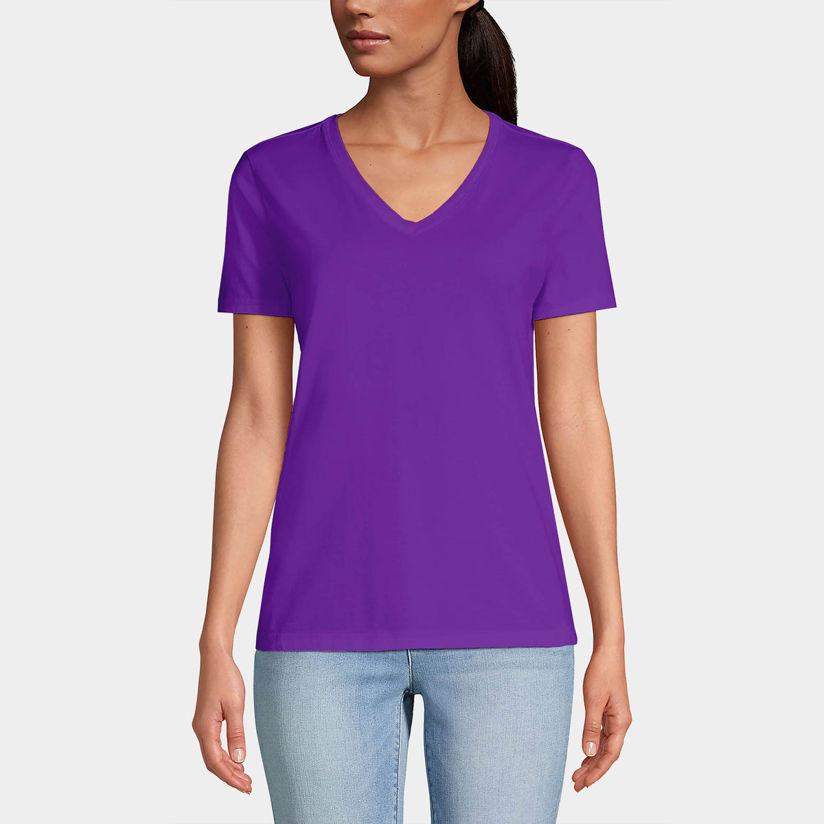 Women’s V-Neck T-Shirts in women v neck_cotton_summer_tshirt_custom_supreme_printing_design_quality_stylish_premium vneck_soft_high_workout_yoga_pilates_women_girls_girl_blend_poly