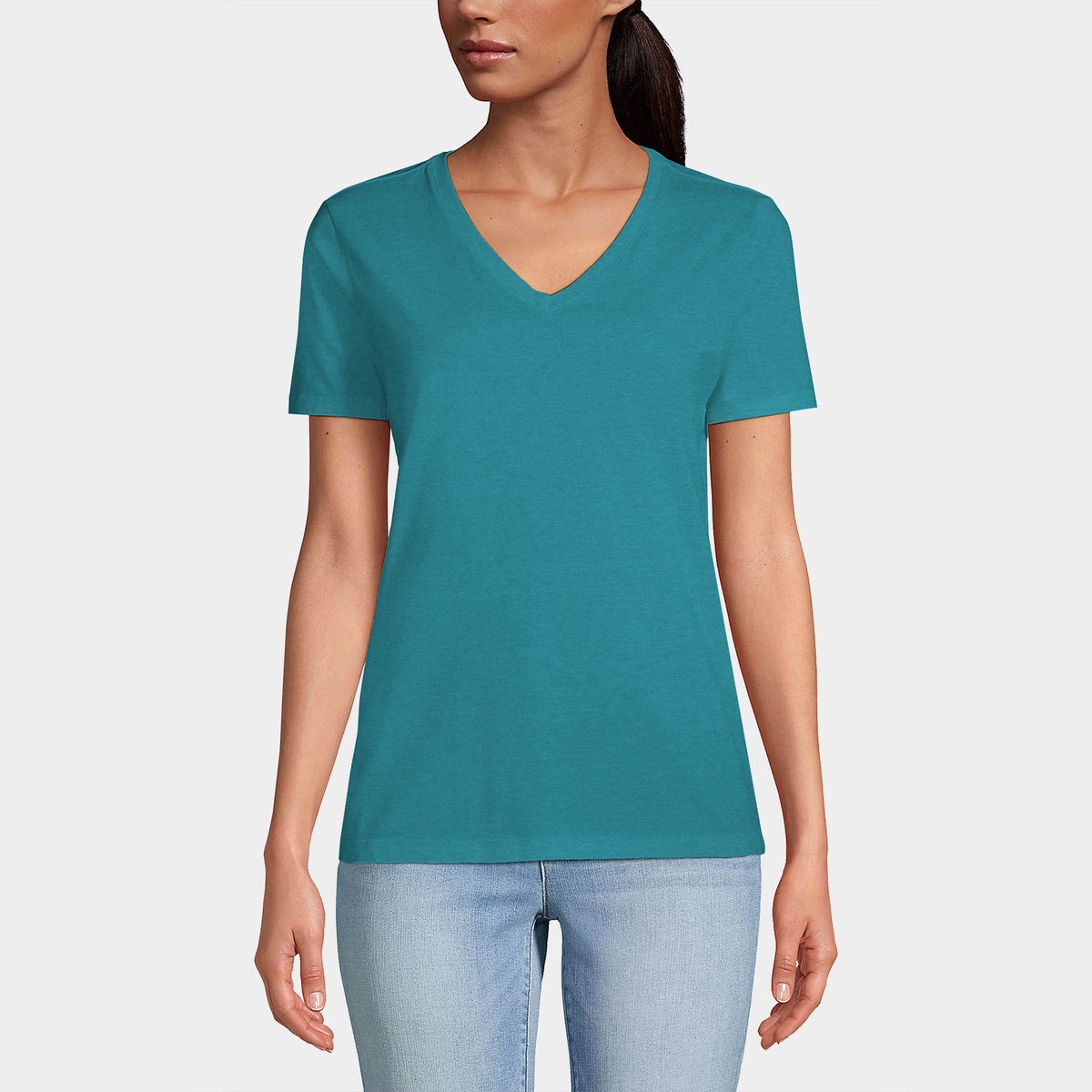 Women’s V-Neck T-Shirts in women v neck_cotton_summer_tshirt_custom_supreme_printing_design_quality_stylish_premium vneck_soft_high_workout_yoga_pilates_women_girls_girl_blend_poly