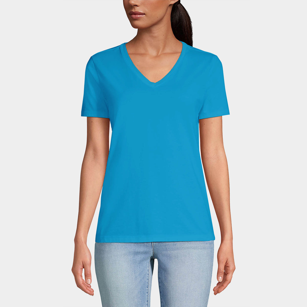 Women’s V-Neck T-Shirts in women v neck_cotton_summer_tshirt_custom_supreme_printing_design_quality_stylish_premium vneck_soft_high_workout_yoga_pilates_women_girls_girl_blend_poly