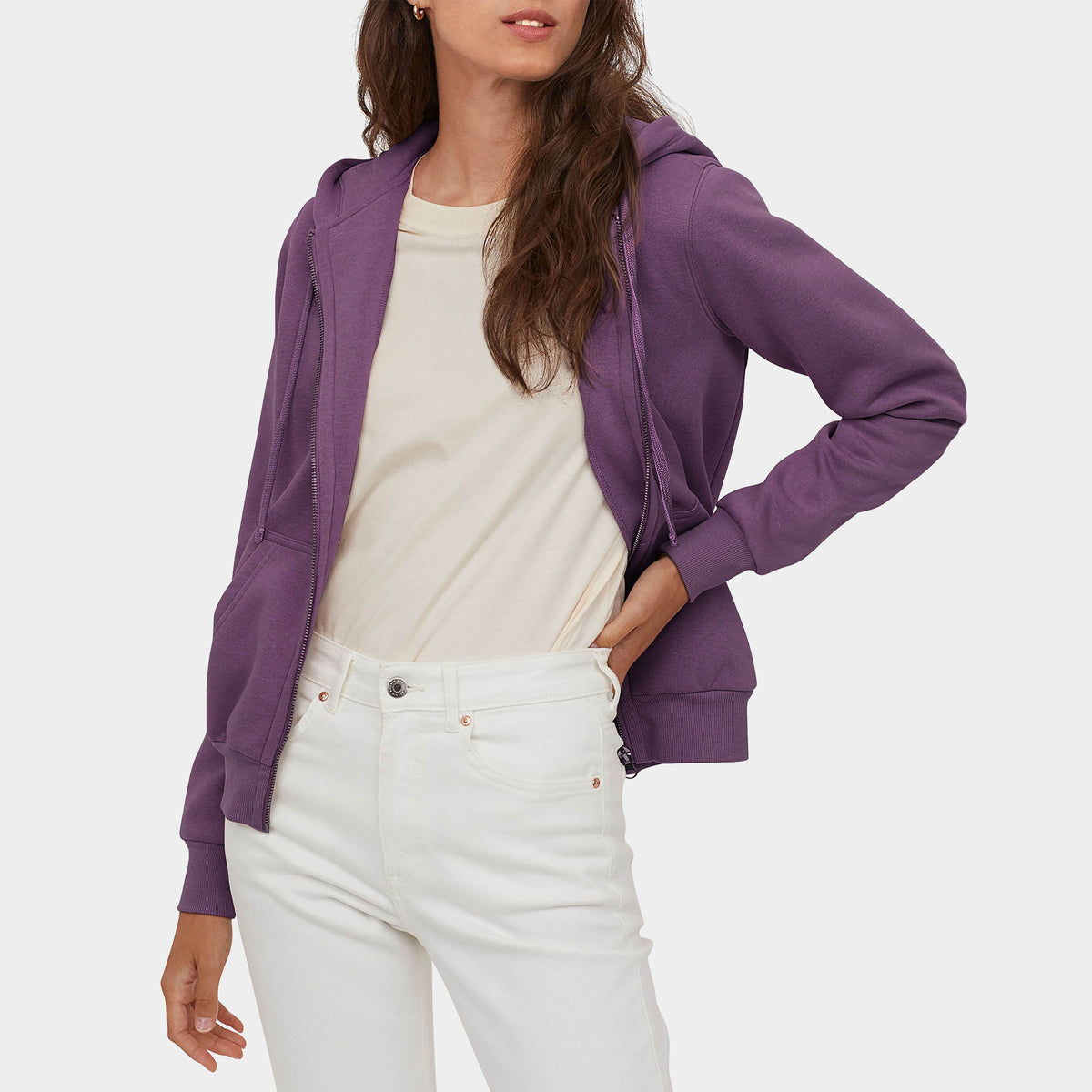 Women’s French Terry Full Zip Up in hoodie_for_women_yoga_workout_gym_capri_walking_elastic_harem_relaxed_spring_summer_casual fit_comfy_lounge_house pajama_athletic sports_trainin