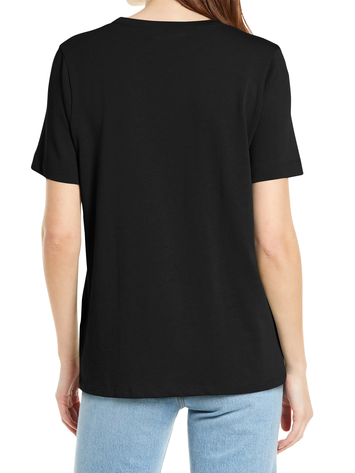 Women’s Basic Essential Soft Cotton Short Sleeve Crew Neck Tee in Black - Hat and Beyond blank tee