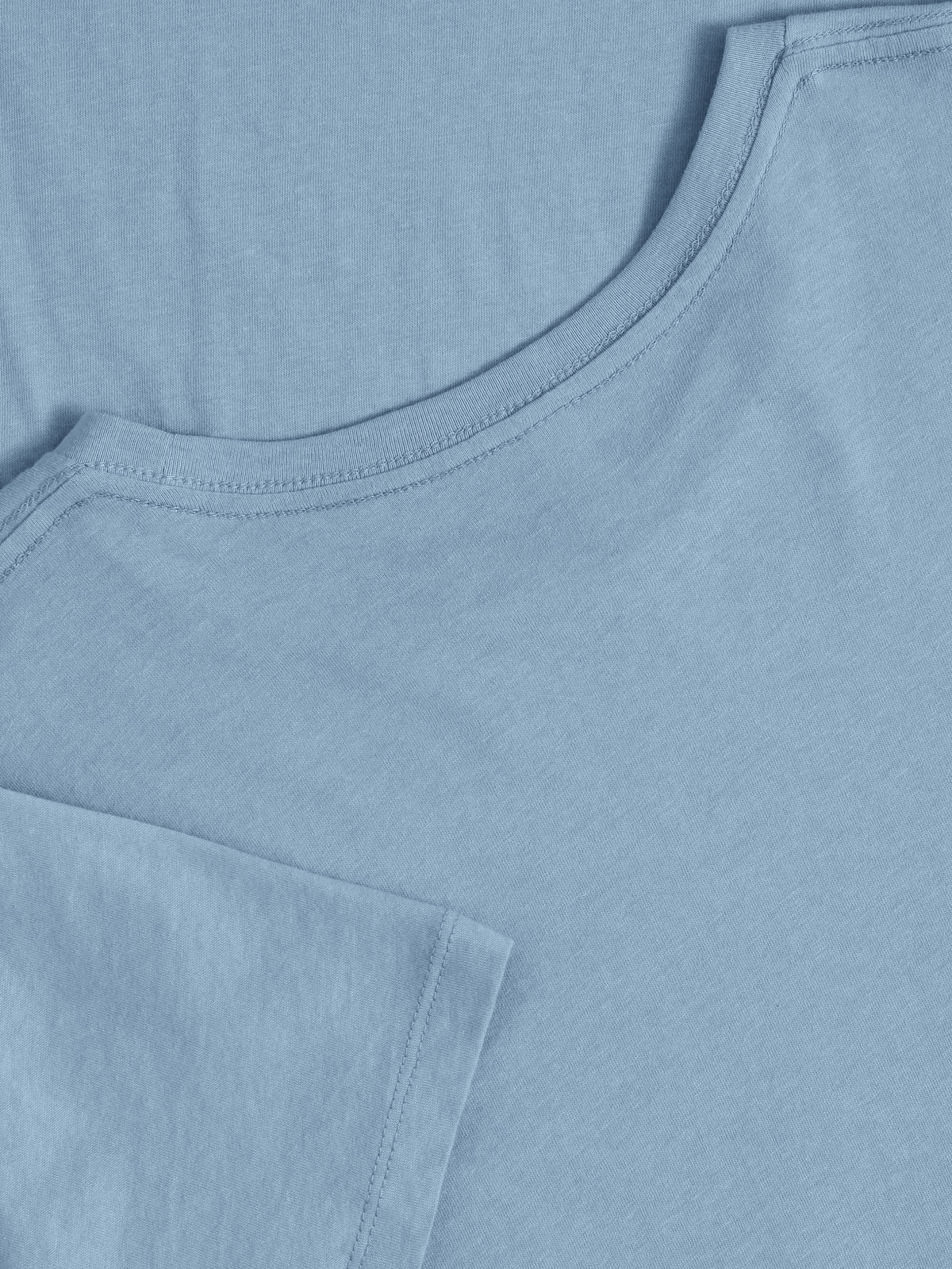 Women’s Basic Essential Soft Cotton Short Sleeve Crew Neck Tee in Blue Fog - Hat and Beyond blank tee