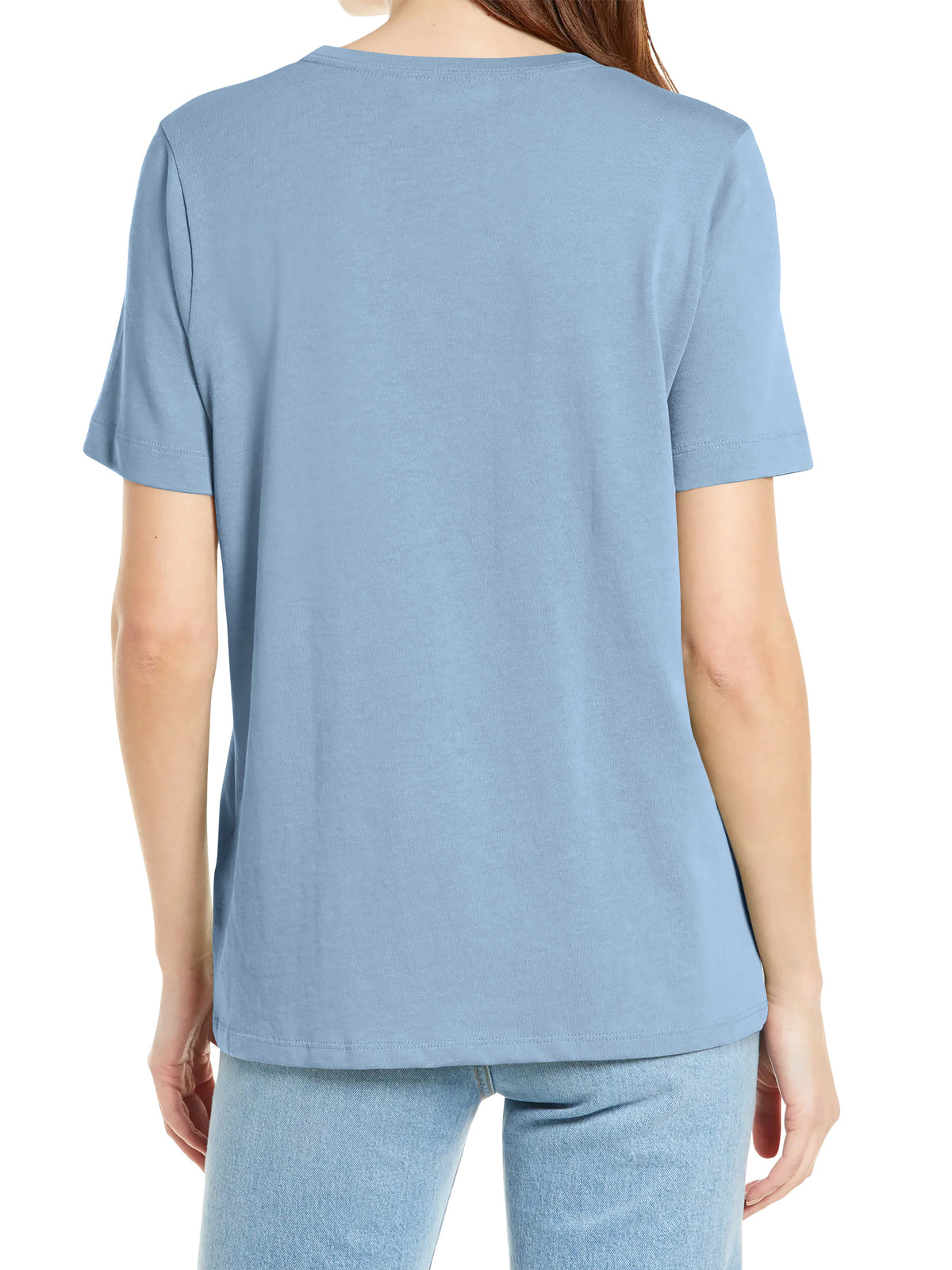 Women’s Basic Essential Soft Cotton Short Sleeve Crew Neck Tee in Blue Fog - Hat and Beyond blank tee