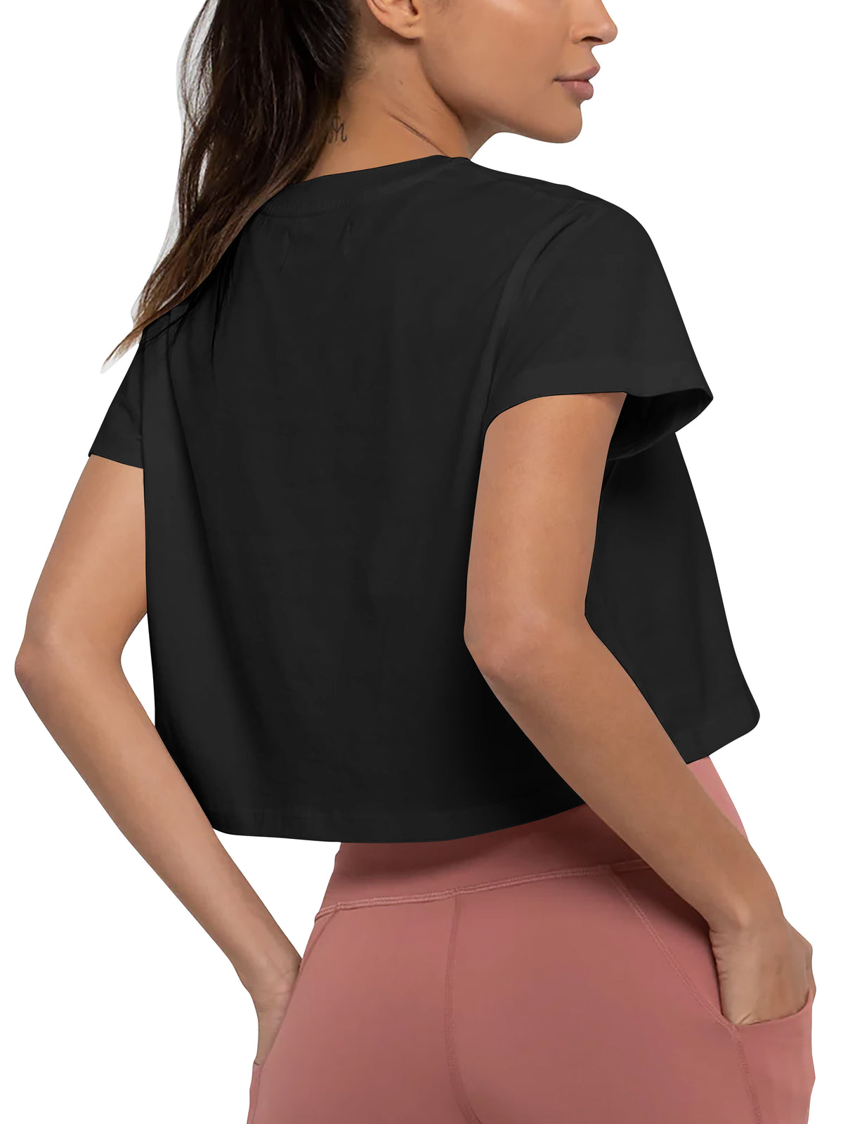 Women’s High-Waist T-Shirt in Black - Hat and Beyond blank tee