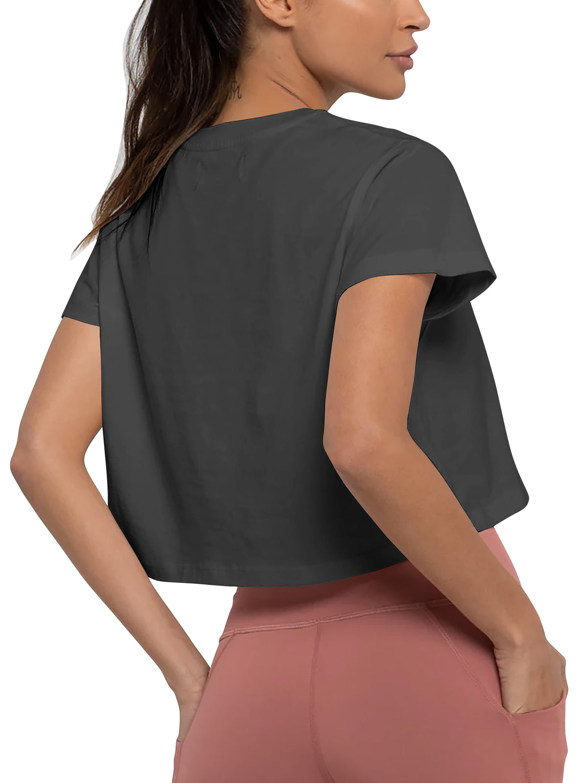 Women’s High-Waist T-Shirt in Vintage Black - Hat and Beyond blank tee