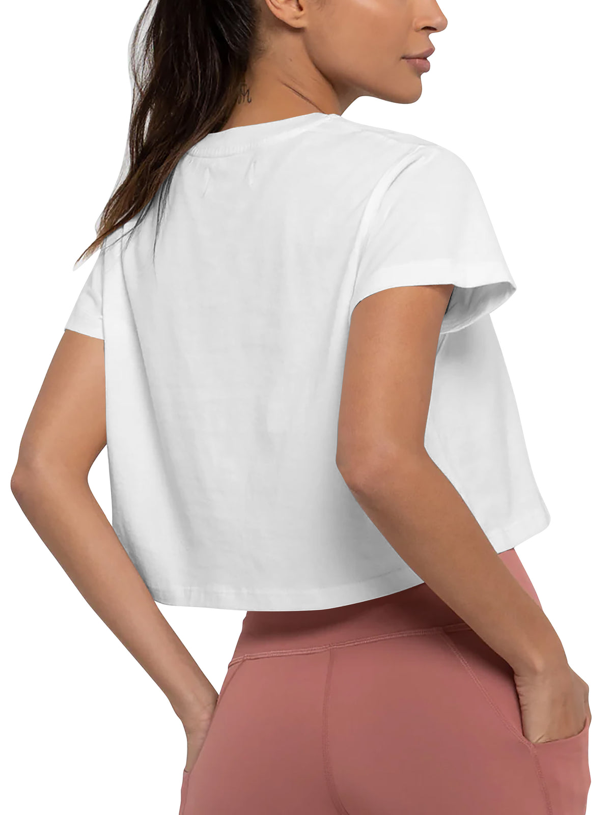 Women’s High-Waist T-Shirt in White - Hat and Beyond blank tee