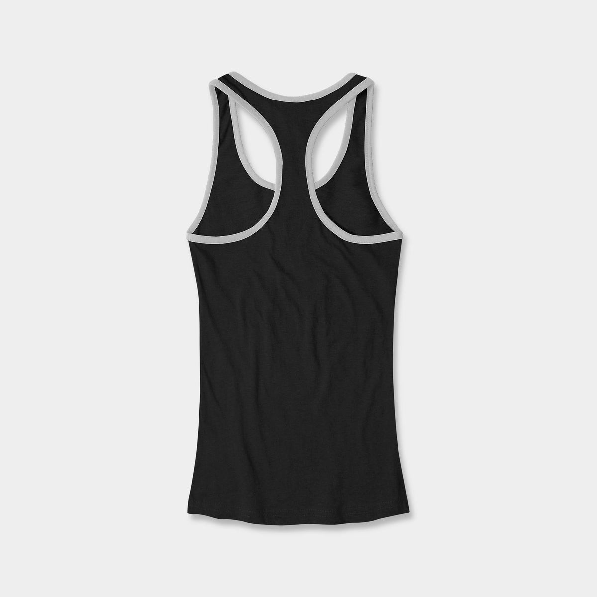 Women’s Tri-Blend Racer Back Tank Top with Contrast Binding in Black/Heather Gray - Hat and Beyond tank top
