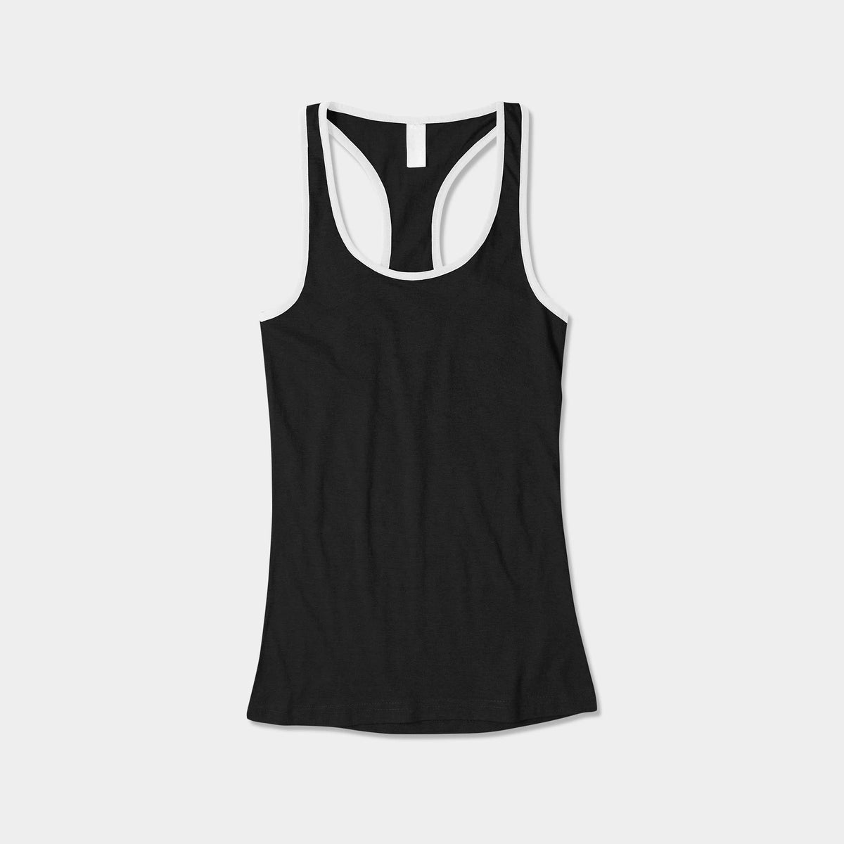 Women’s Tri-Blend Racer Back Tank Top with Contrast Binding in Black/White - Hat and Beyond tank top
