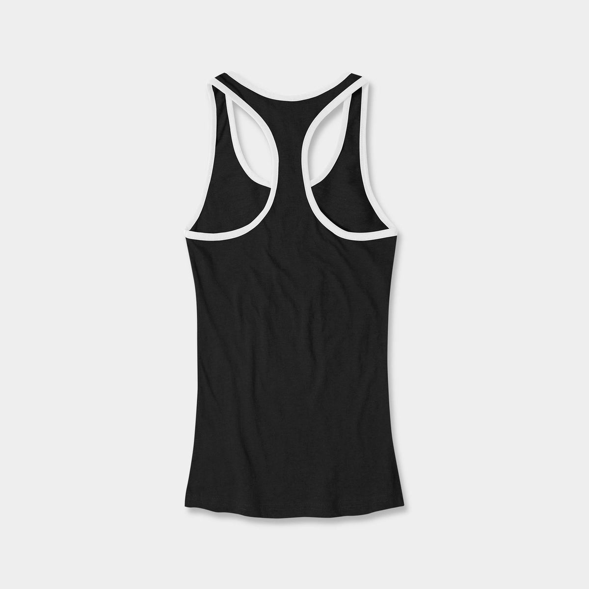 Women’s Tri-Blend Racer Back Tank Top with Contrast Binding in Black/White - Hat and Beyond tank top