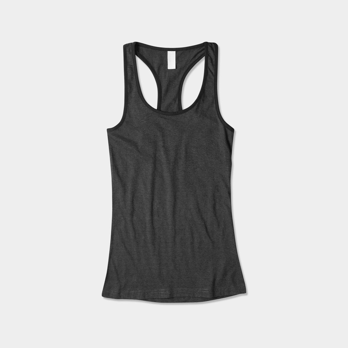 Women’s Tri-Blend Racer Back Tank Top with Contrast Binding in Charcoal/Black - Hat and Beyond tank top