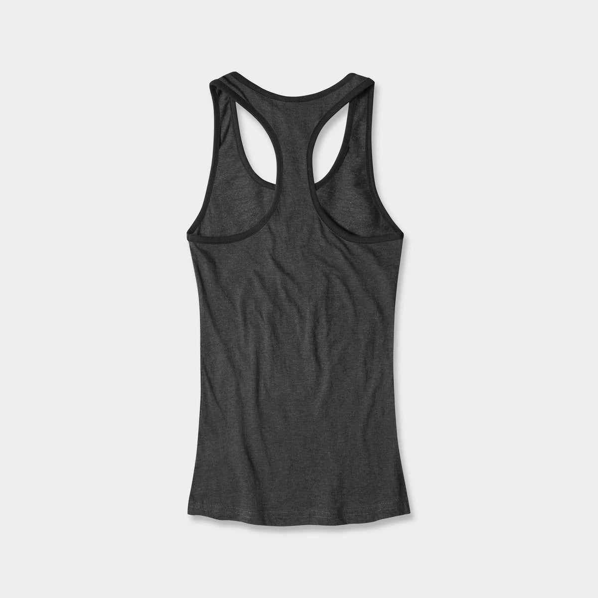 Women’s Tri-Blend Racer Back Tank Top with Contrast Binding in Charcoal/Black - Hat and Beyond tank top