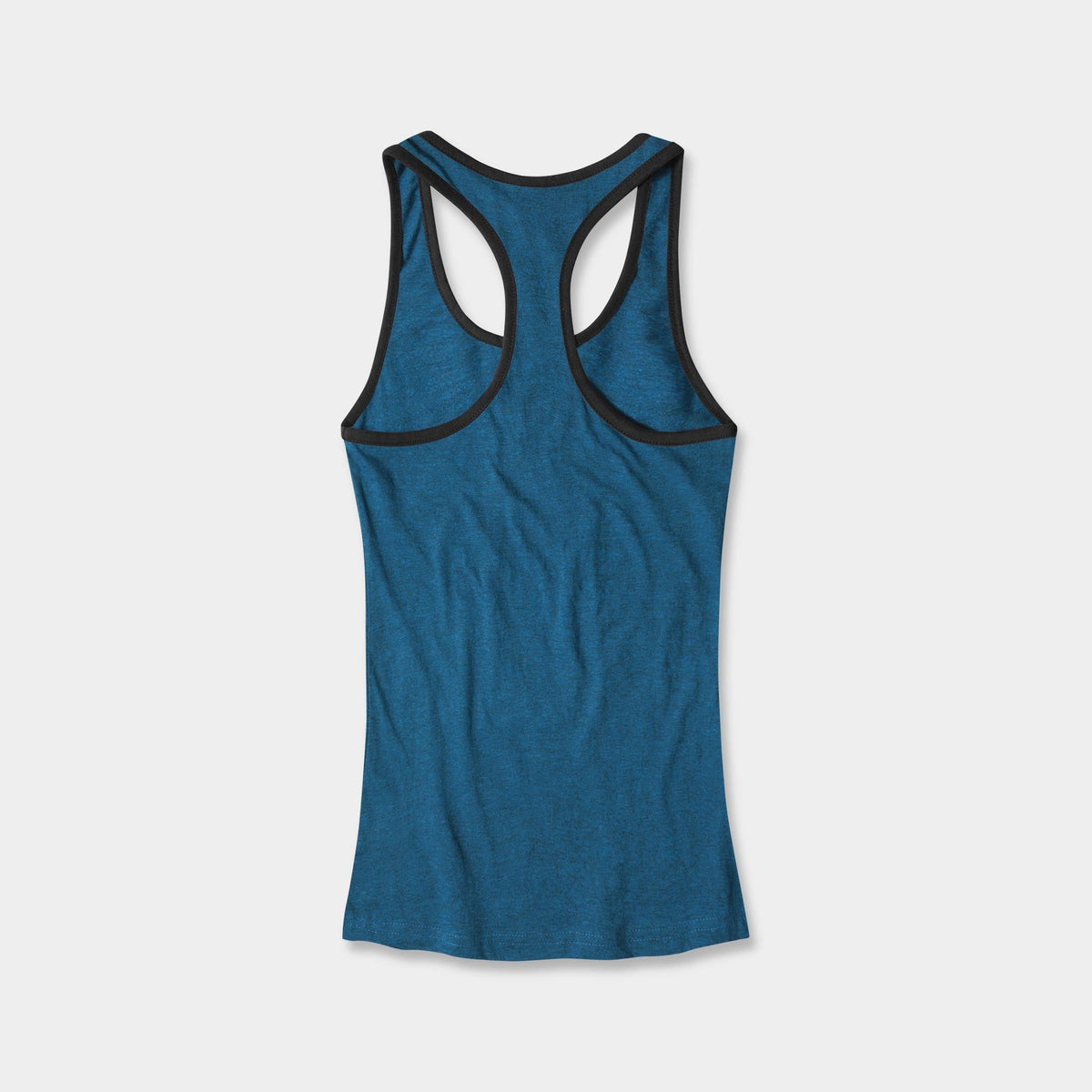 Women’s Tri-Blend Racer Back Tank Top with Contrast Binding in Cyan Caviar/Black - Hat and Beyond tank top