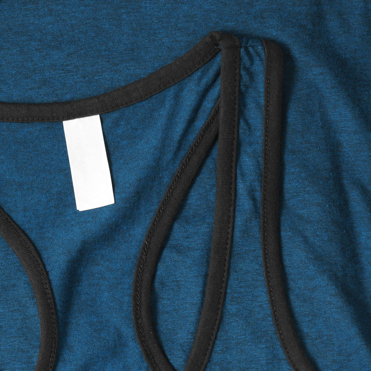 Women’s Tri-Blend Racer Back Tank Top with Contrast Binding in Cyan Caviar/Black - Hat and Beyond tank top