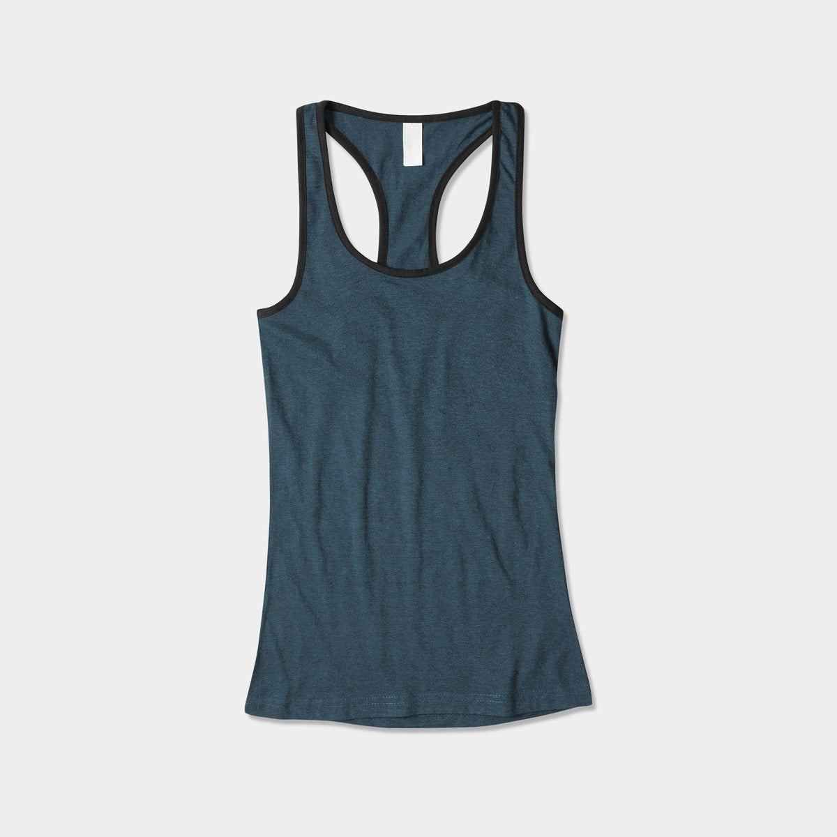 Women’s Tri-Blend Racer Back Tank Top with Contrast Binding in Denim Caviar/Black - Hat and Beyond tank top