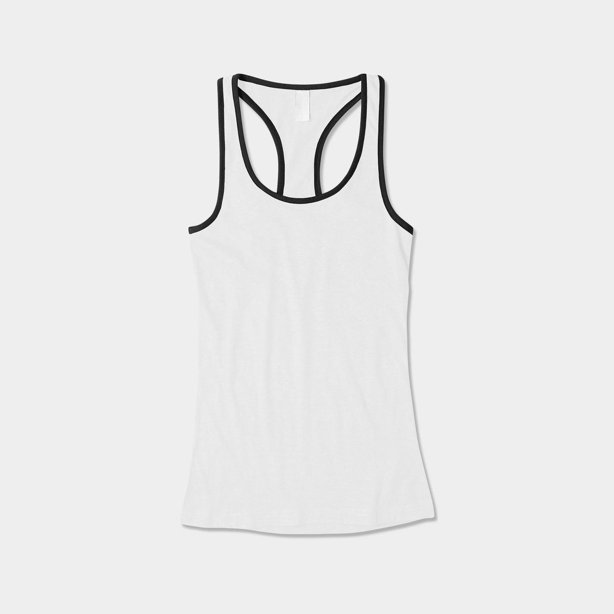 Women’s Tri-Blend Racer Back Tank Top with Contrast Binding in White/Black - Hat and Beyond tank top